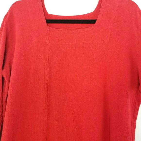 Gauzey Women's Medium Red Asymmetrical High Low Lagenlook Gauze 100% Cotton - Picture 4 of 7